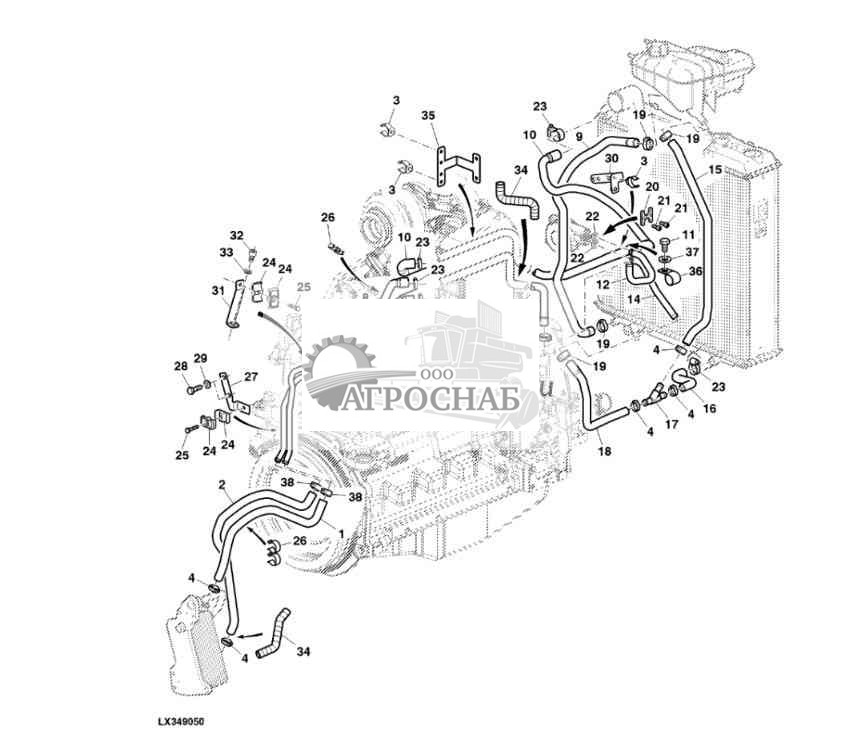 Трубопроводы охлаждающей жидкости для маслоохладителя и промежуточного охладителя 